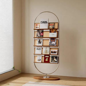 Librería de ratán y Metal ovalada creativa de gran venta Longstar 2025, organizador de almacenamiento escalonado para estudio en el hogar/sala de estar - Product Image 2