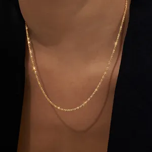 2 tamaños brillante delgado de la onda de agua collares de cadena de un "estallido" espina gargantilla collares para las mujeres brillante liso minimalista de joyería 2021