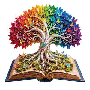 Rompecabezas de madera con forma de libro, árbol de la vida, mariposa arcoíris, juguete para aliviar el estrés para adultos, decoración del hogar, regalo de cumpleaños, venta al por mayor - Product Image 1