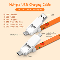 Chargeur multi-ports 6-en-1 USB Type-C Micro 8 broches avec porte-clés et dragonne, charge rapide PD 60W, logo personnalisé, cadeaux d'entreprise technologiques