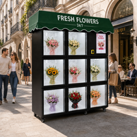 Kiosco Refrigerado Comercial para Venta de Flores al Aire Libre, con 8 Puertas, Acero Inoxidable, Gestión Basada en la Nube, Dispensación Automática