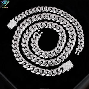 Collier chaîne cubaine en argent 925 plaqué or 18 carats, moissanite VVS avec certificat GRA, chaîne en argent avec clous en diamant, chaîne hip-hop - Product Image 4