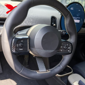 Pour BMW <span class=keywords><strong>Mini</strong></span> <span class=keywords><strong>Cooper</strong></span> F65 <span class=keywords><strong>5</strong></span> <span class=keywords><strong>portes</strong></span> F66 3 <span class=keywords><strong>portes</strong></span> F67 3 <span class=keywords><strong>portes</strong></span> 2025 volant autocollant décoratif couverture garniture ABS carbone noir 2 pièces - Product Image 1