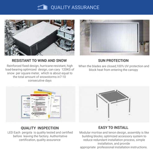 Pergola Bioclimatique Motorisée en Aluminium <span class=keywords><strong>à</strong></span> Lames Orientables pour Jardin Extérieur Moderne, Étanche, Vente en Gros Usine, Tailles 3x3m, 3x4m, 4x4m, 6x4m - Product Image 5