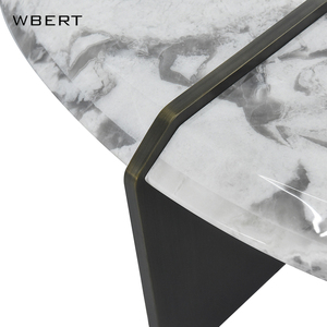 Wbert เฟอร์นิเจอร์ในบ้านสไตล์มินิมอลแบบอิตาลี, ไฟหรูหราเรียบง่ายหินอ่อนธรรมชาติผสมสามขาโต๊ะน้ำชาห้องนั่งเล่น - Product Image 4