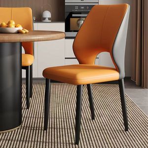 <span class=keywords><strong>Chaise</strong></span> de salle à manger minimaliste italienne en similicuir PU, dossier creux, <span class=keywords><strong>chaise</strong></span> d'appoint avec pieds en acier carbone pour cuisine, salon, restaurant - Product Image 4