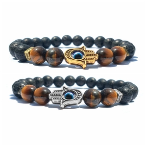 Huddha-<span class=keywords><strong>pulsera</strong></span> de cuentas de Lava Rock de 8MM para hombre, difusor de aceite esencial para aromaterapia, Ideal para antiestrés - Product Image 4