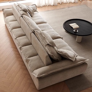 Sofá Seccional Ergonómico de Tela de <span class=keywords><strong>Lino</strong></span> con Respaldo Ajustable, Asiento Profundo, Sofá sin Estructura para Sala de Estar - Product Image 4