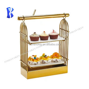 Restaurant Hôtel Buffet Équipement De <span class=keywords><strong>Restauration</strong></span> Décoration De Mariage Utilisé 3 Niveaux Deluxe Grande Capacité En Métal Céramique Bassin Gâteau Stand - Product Image 1