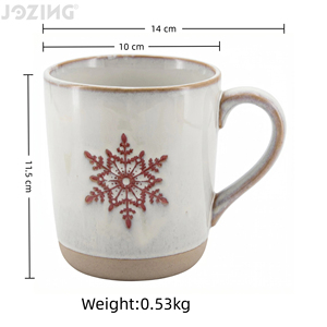 Liquidación de Fábrica: <span class=keywords><strong>Taza</strong></span> de Cerámica Premium con Diseño de Copo de Nieve Navideño y Esmalte Rústico de Dos Tonos - Product Image 3