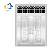 Porte d'entrée de sécurité en acier inoxydable de conception élégante, porte d'appartement, double porte principale à vendre