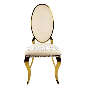 Silla moderna <span class=keywords><strong>para</strong></span> banquetes <span class=keywords><strong>de</strong></span> acero inoxidable dorado <span class=keywords><strong>para</strong></span> eventos, comedor con cómodo cojín <span class=keywords><strong>de</strong></span> terciopelo <span class=keywords><strong>de</strong></span> cuero con respaldo - Product Image 2