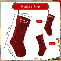 Chaussette de Noël personnalisée en tricot avec nom brodé, motif losanges et lettrage anglais – Chaussettes de fêtes pour cheminée