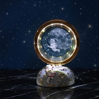 Lampe de Nuit LED USB en Forme de Globe en Résine Gravée en 3D avec Base, Lampe de Bureau Cœur Galaxie Moderne, Décoration Intérieure, Cadeau