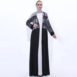 Islamische Kleidung für Frauen Muslimisches Kleid Mode Abaya in Dubai malaysisches arabisches Kaftan bedrucktes langärmliges muslimisches Kleid
