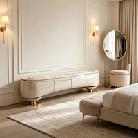 Meuble buffet de luxe royal élégant avec plateau en marbre, console de rangement en bois massif pour salle à manger, meuble TV moderne pour salon
