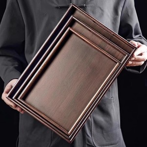 Plateaux de service en bois de couleur unie, ensemble de plateaux à thé et à café pour hôtel et bureau - Product Image 2