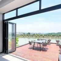 Porte pliante de villa en verre trempé, fenêtre fixe américaine et canadienne, double vitrage, porte pliante en aluminium sur mesure, design moderne pour centre commercial