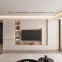 Meuble TV mural de luxe sur mesure de style moderne pour salon, console multimédia murale, vente en gros