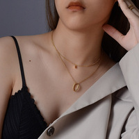 Ins – bijoux populaires pour femmes, collier creux minimaliste, chaîne ovale en acier inoxydable, plaque d'or 18K, chaîne circulaire géométrique, bijoux