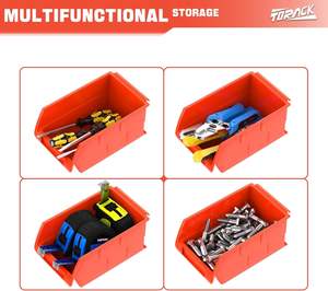 Contenedores de Almacenamiento Rectangulares para Montar en la Pared, 16 Contenedores de Plástico para Organización de Herramientas, Garaje, Sala de Manualidades, Tienda (Paquete de 4, Naranja-rojo) - Product Image 4