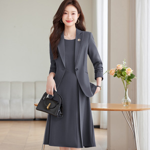 Women's Suit Set 2026 Spring Autumn Elegant Professional Two Piece Suit And Dress Business Wear Worsted Anti Wrinkle Short Skirt - Product Image 2