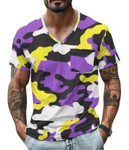 Camicia Casual vacanza spiaggia estate primavera uomo maglietta mimetica Henley camicia a maniche corte Designer retrò <span class=keywords><strong>Vintage</strong></span> <span class=keywords><strong>top</strong></span> verdi - Product Image 2