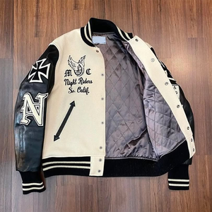 Custom Logo Varsity <strong>Jacket</strong> Couple College Baseball <strong>Men's</strong> <strong>Jacket</strong> <strong>Leather</strong> Sleeves Embroidery Black Letterman Varisty <strong>Jacket</strong> - Product Image 4