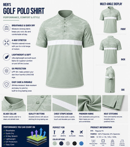 Clothing Manufacturer Design Luxury Men’s Blade Collar Camo Golf Polo Moisture Wicking Lightweight 4 Way Stretch <b>Athletic</b> Shirt - Product Image 3