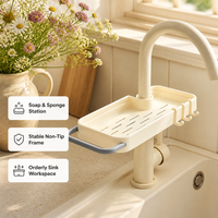 Étagère de rangement pour savon à fixer sur robinet, design ajouré pour un drainage rapide