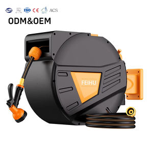 Carrete de manguera de jardín retráctil de 5/8 pulgadas y 75 pies resistente a los rayos UV mejorado Carretes de manguera de jardín de montaje en pared automático - Product Image 1