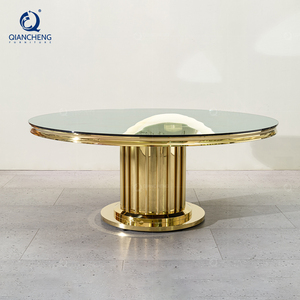 Customizable Stainless Steel Base with Tempered <strong>Glass</strong> Surface Wedding Restaurant Hotel Dining <strong>Table</strong> Furniture - Product Image 2