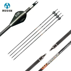 MUSEN Archery ID 6.2mm 0.006 straightness pure carbon arrow for Compound bow recreational practice play shooting