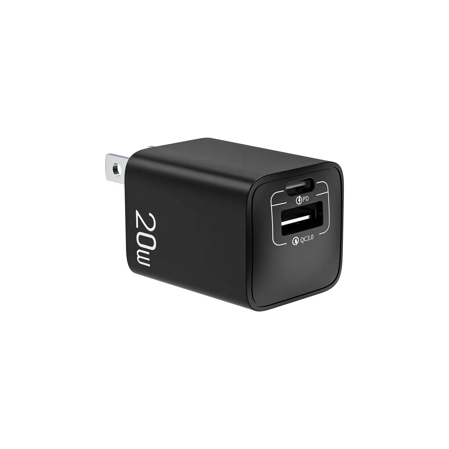 20W Dual Port QC3.0 + Pd 3.0 Fast USB Us Wall Charger Portable Mobile Phone Chargers with color logo ports plugs customizable