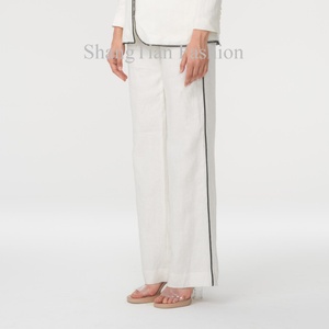 Pantalones de Mujer al por Mayor, Personalizados, Estilo Casual de Negocios, de Lino y Algodón, Anchos y Holgados - Product Image 2