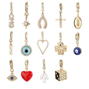 Gelang manik-manik indah trendi dengan hati yang dapat diganti Evileye beberapa jimat pribadi DIY hadiah perhiasan sempurna kustom - Product Image 4