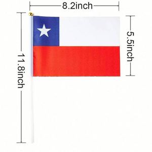 Mini Banderas Chilenas de Mano, de Poliéster, Personalizadas con Asta de Madera, Venta al por Mayor, 100% Poliéster - Product Image 4