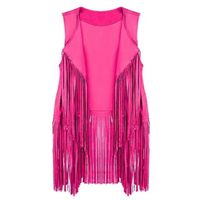 Veste sans manches en daim pour femme, gilet long à franges, veste de cowgirl vintage, costume hippie