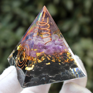 <b>Crystal</b> <b>Chip</b> Pyramid Resin Epoxy Craft Desktop Ornament Amethyst Obsidian Home Decoration Gift - Product Image 4