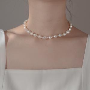 Collier élégant en argent 925 avec perle baroque, chaîne de clavicule à forte luminosité avec dentelle, polyvalent pour le tempérament des filles - Product Image 4