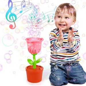 2025 Bubble Toys Rose Flower Bubble Machine With Lights for Kids Automatic Fireworks Bubble Maker Toy for Outdoor Wedding Party