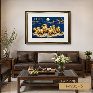 Art mural paysager en feuille d'or fait main, décoration intérieure de luxe pour hôtel et villa, modèle OEM ODM MV33-5 - Product Image 4