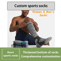 Chaussettes de sport montantes personnalisées pour femmes et hommes, en coton, rembourrées, anti-transpiration, pour le ski, la course et l'athlétisme