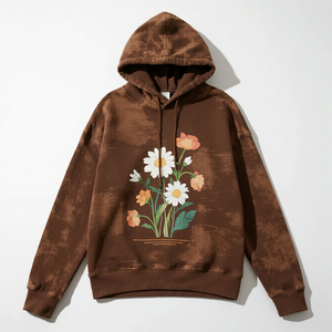 Sudaderas con capucha de lavado ácido personalizadas en marrón y azul bebé <span class=keywords><strong>Sudadera</strong></span> con <span class=keywords><strong>anime</strong></span> y patrones de flores Sudaderas con capucha para hombres - Product Image 3