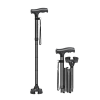 S12ZDFC15- # I #     Ventes chaudes, cannes pliantes légères en alliage d'aluminium à quatre pieds, sans éclairage LED, pour personnes âgées, bâtons de marche