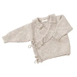 Mildream Áo cardigan dệt kim cho em bé Áo len đan diềm xếp nếp cho trẻ em bé gái vải cotton mới sinh quần áo mùa đông