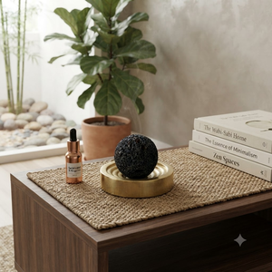 Diffuseur d'huiles essentielles en pierre volcanique de luxe minimaliste avec support en laiton massif, pierre <span class=keywords><strong>zen</strong></span>, aromathérapie, décoration d'intérieur, cadeau - Product Image 1