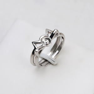 Anillo Abierto de Plata S925 con Orejas de Gato, Juego de 2 Piezas, 6-7 Perlas, Soporte Hueco, Accesorios, Anillos de Moda con Forma de Oreja de Gato al Vapor - Product Image 4