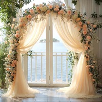 Voilages en mousseline personnalisés pour arche de mariage, rideau de fond transparent pour cérémonie, fête, événement, décoration. Taille et couleur personnalisables.