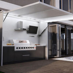 Isla de Cocina Exterior con Parrilla Integrada - <span class=keywords><strong>Cabaña</strong></span> Exterior para Patio Trasero de Villa con Parrilla Moderna y Refrigerador Elevable - Product Image 1